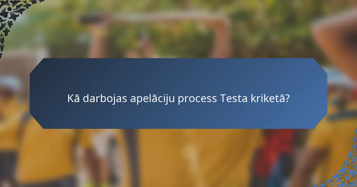 Kā darbojas apelāciju process Testa kriketā?