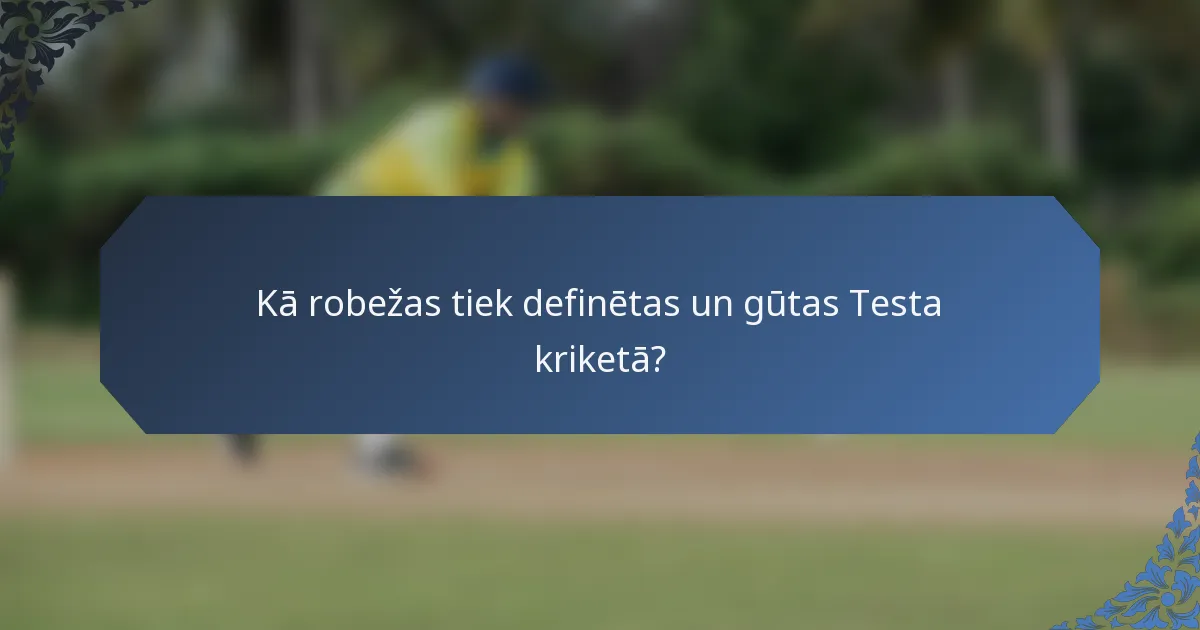 Kā robežas tiek definētas un gūtas Testa kriketā?