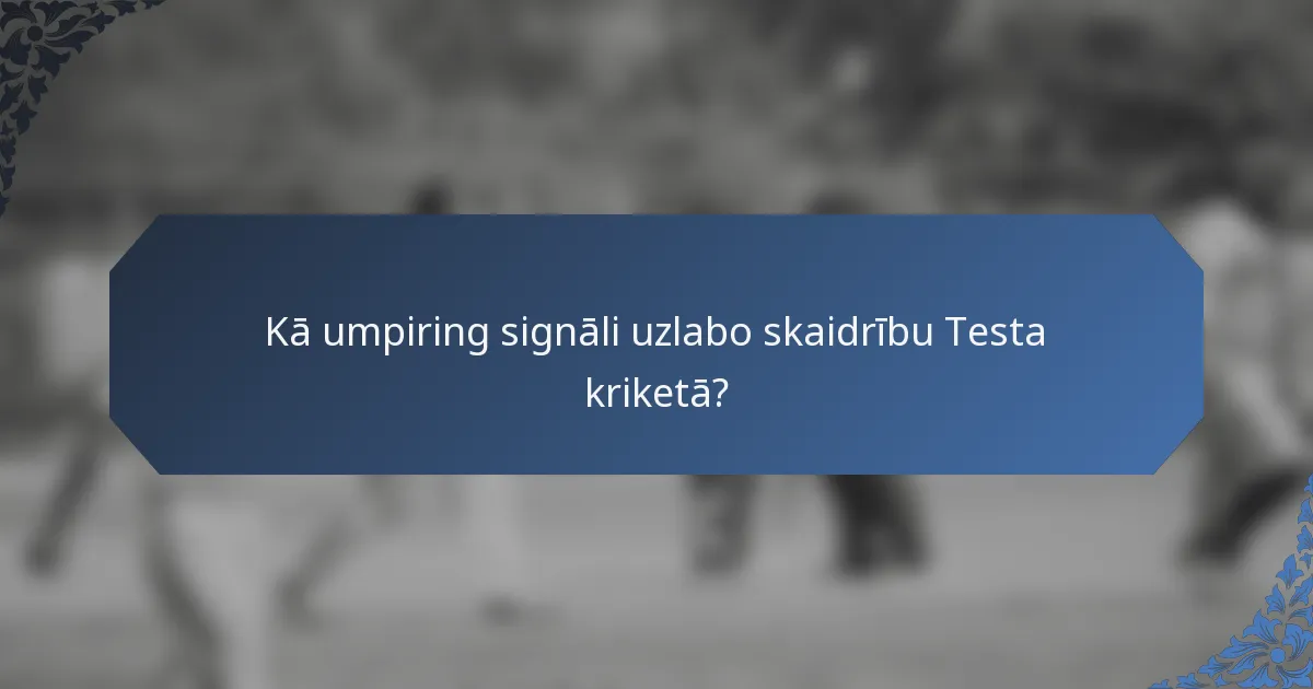 Kā umpiring signāli uzlabo skaidrību Testa kriketā?