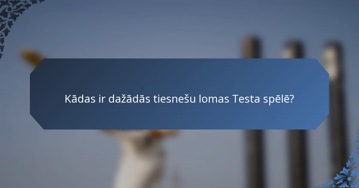 Kādas ir dažādās tiesnešu lomas Testa spēlē?