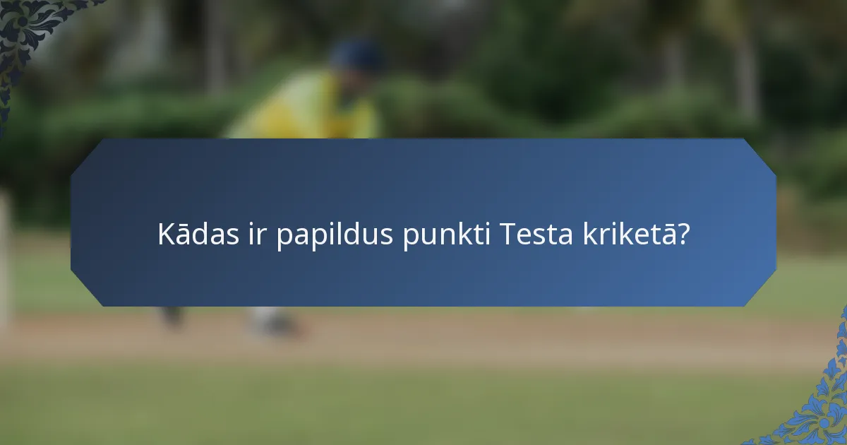 Kādas ir papildus punkti Testa kriketā?