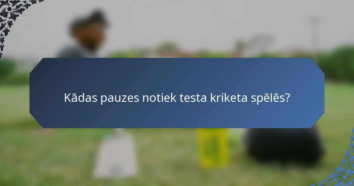 Kādas pauzes notiek testa kriketa spēlēs?