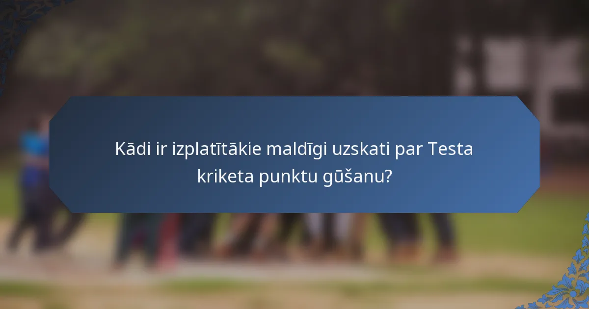 Kādi ir izplatītākie maldīgi uzskati par Testa kriketa punktu gūšanu?